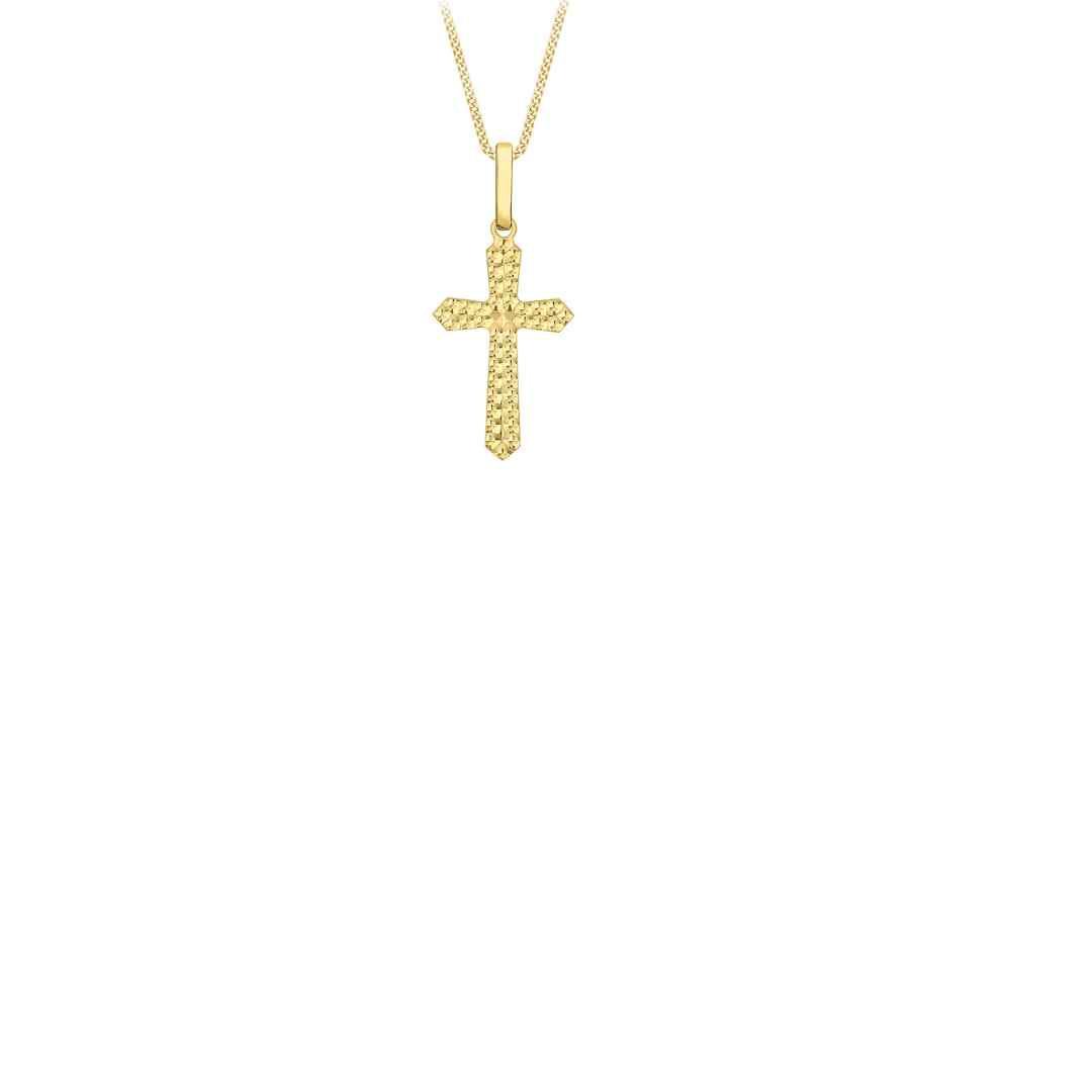 9ct Yellow Gold Textured Cross Pendant