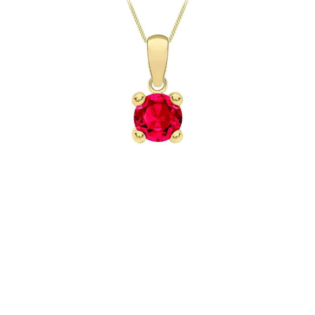 9ct Yellow Gold Magenta CZ Solitaire Pendant
