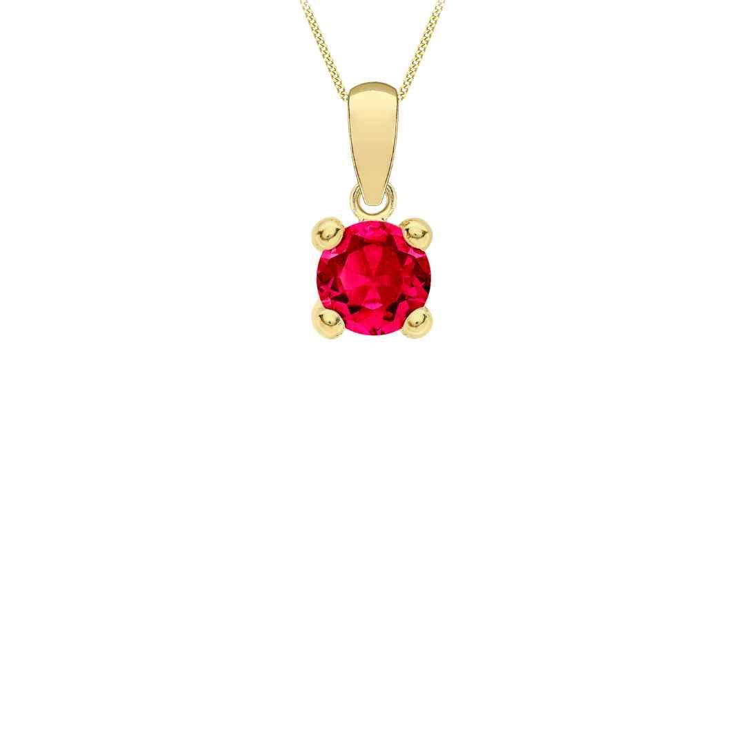 9ct Yellow Gold Magenta CZ Solitaire Pendant
