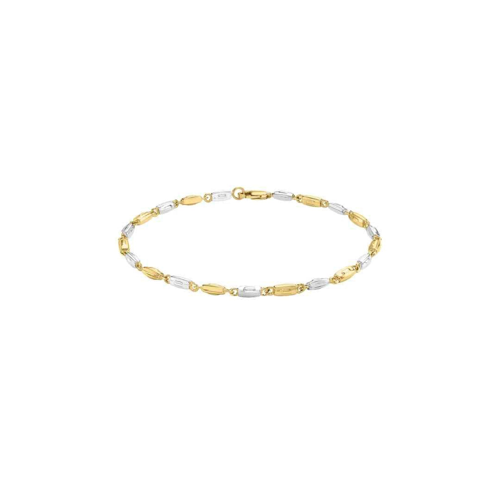 9ct 2‑Colour Gold Rectangular Link Bracelet