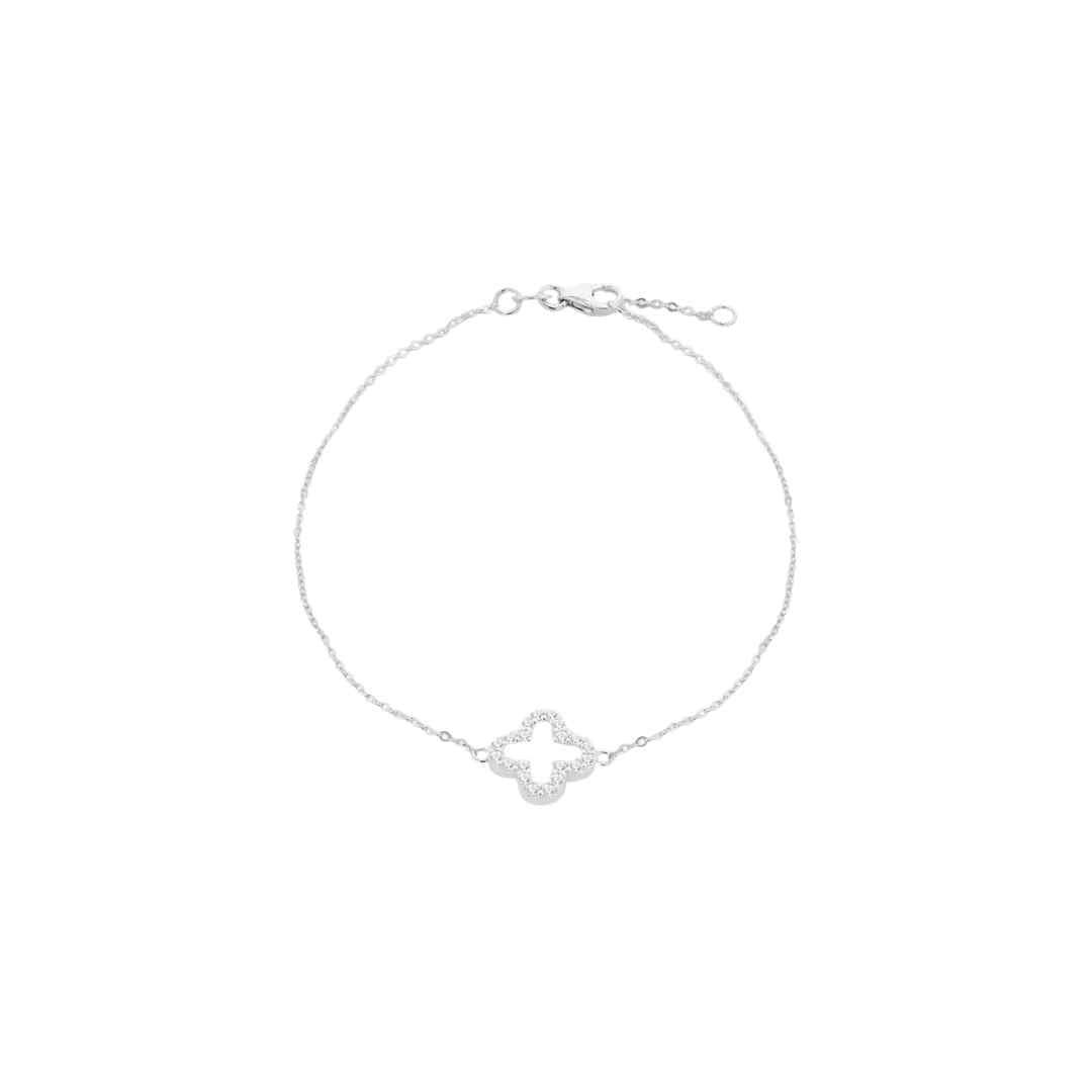 9ct White Gold CZ Petal Bracelet