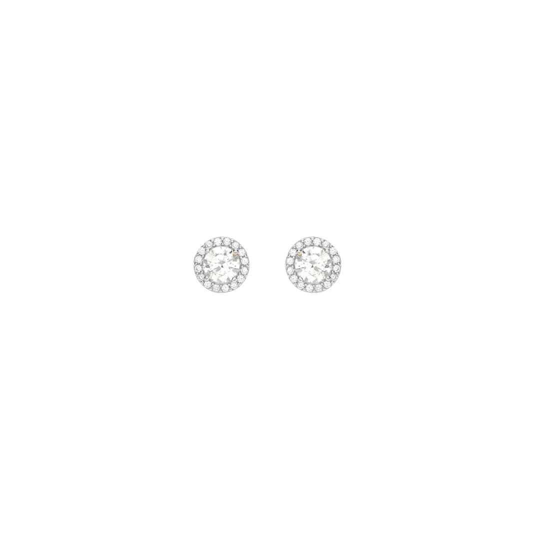 9ct White Gold CZ 7.5mm Stud Earrings