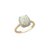 9ct Yellow Gold CZ & Synthetic Opal Open‑Cathedral Halo Ring