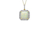 9ct Yellow Gold Diamond & Synthetic Opal Square Halo Pendant