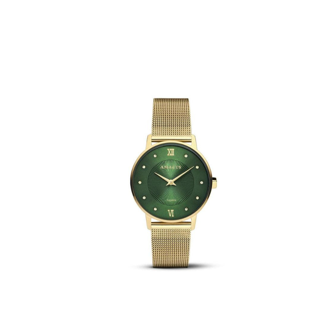 Amalys  Paulette Gold Watch – Green Dial with Stainless Steel Case