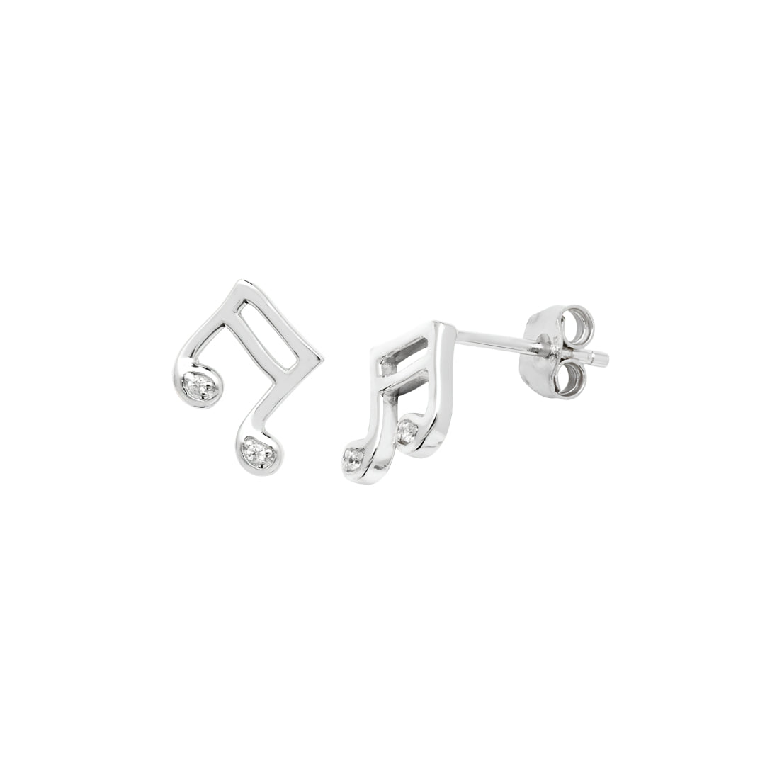 Children's Sterling Silver Music Note Stud Earrings