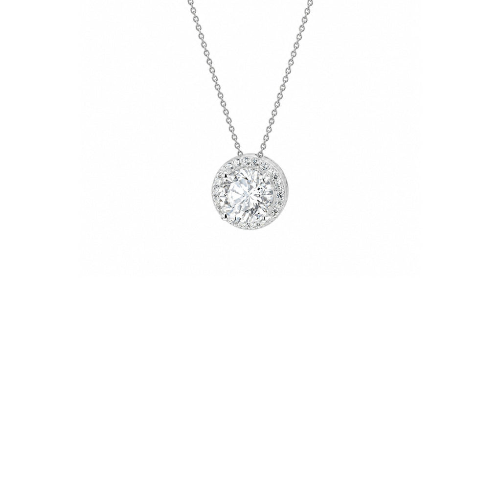 Sterling Silver CZ Halo Slider Pendant