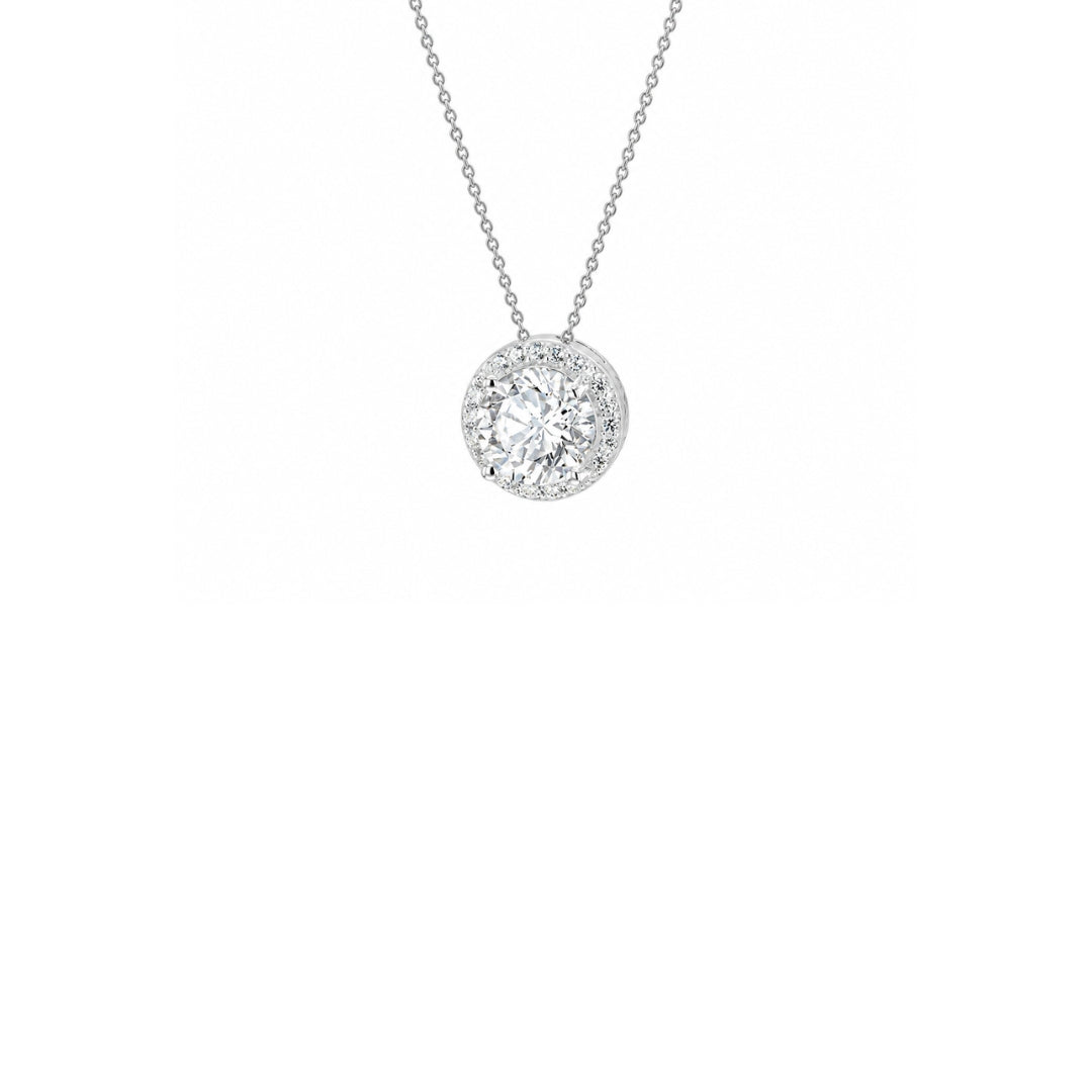 Sterling Silver CZ Halo Slider Pendant