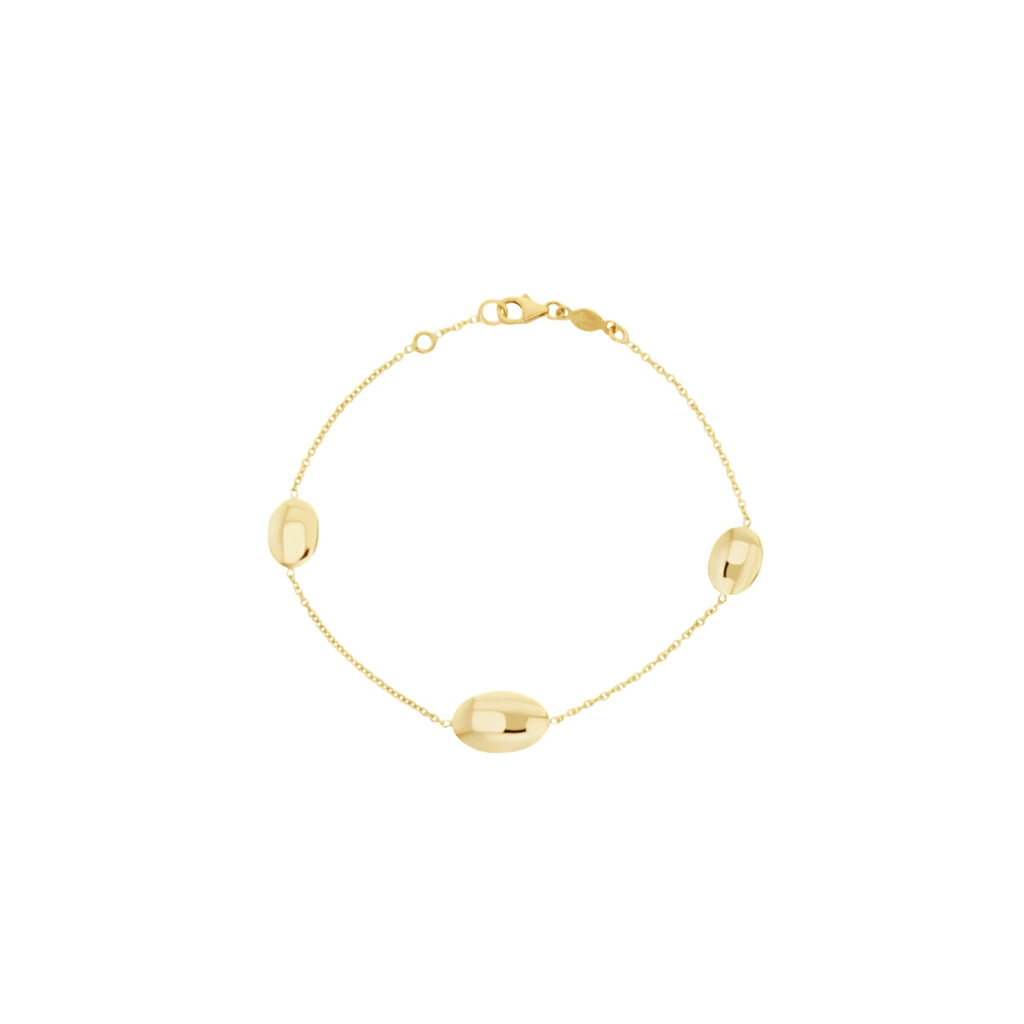 9CT Yellow Gold Flat Oval & Chain Bracelet