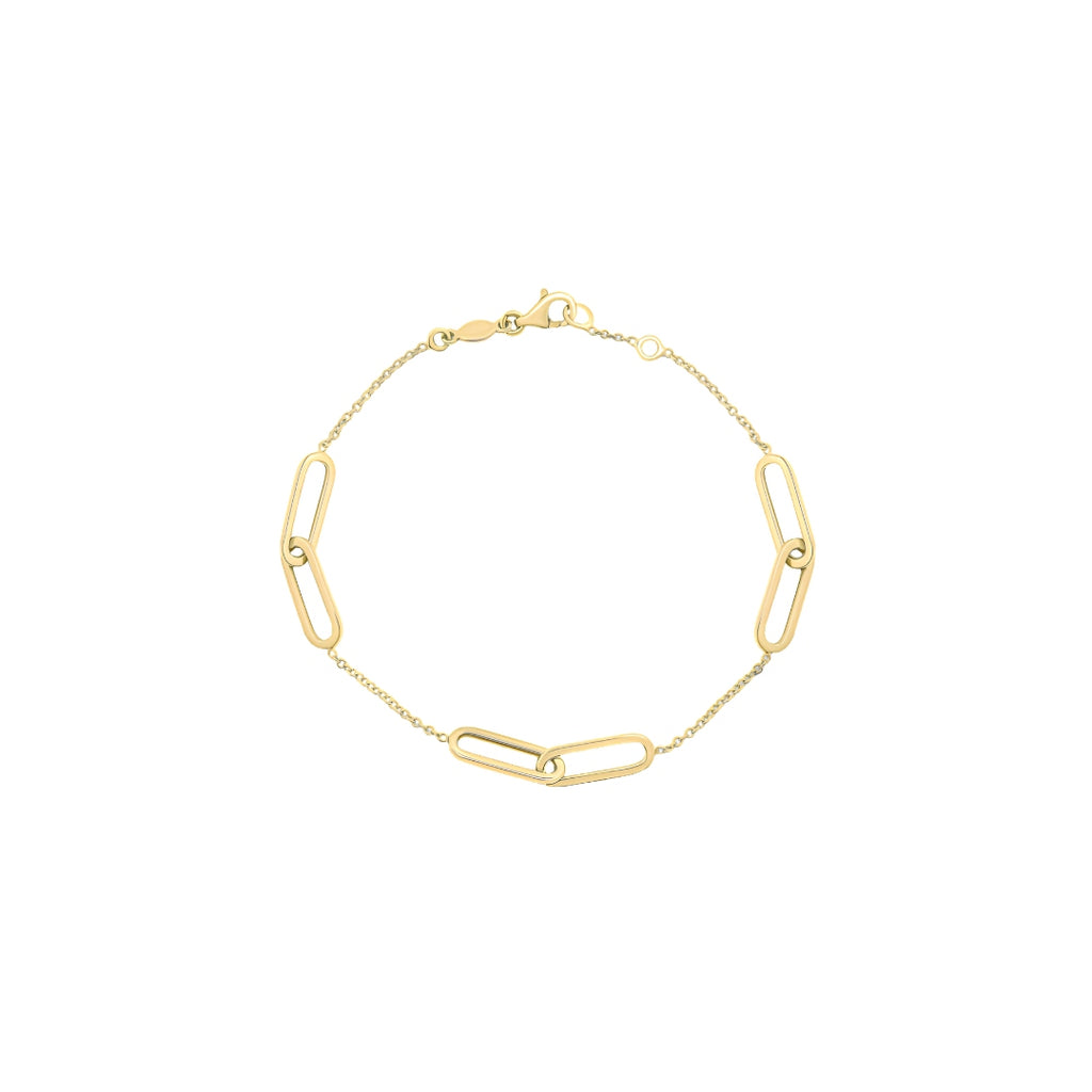 9CT Yellow Gold Double Oval & Chain Bracelet