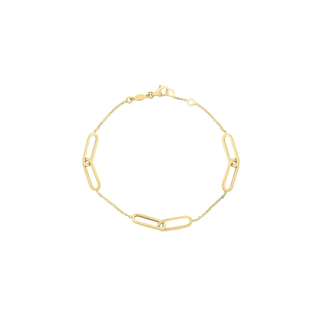 9CT Yellow Gold Double Oval & Chain Bracelet