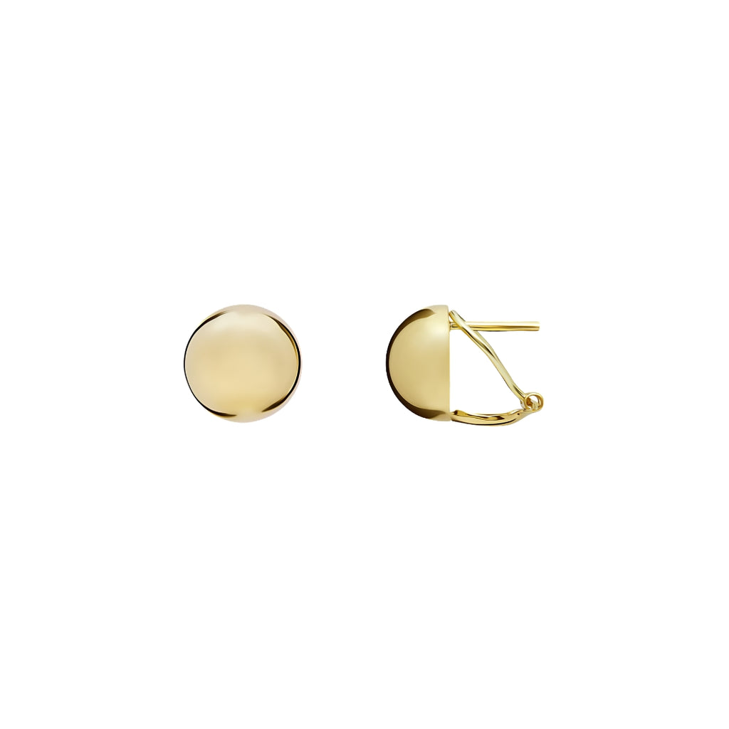 9CT Yellow Gold Polished Dome Peg & Clip Earrings 11mm