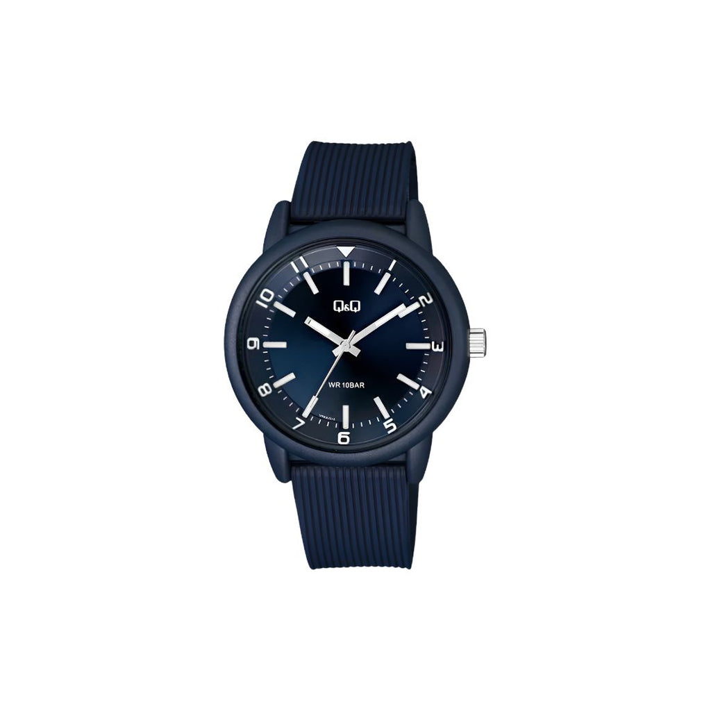 Q&Q Blue Dial Watch with Silicone Strap