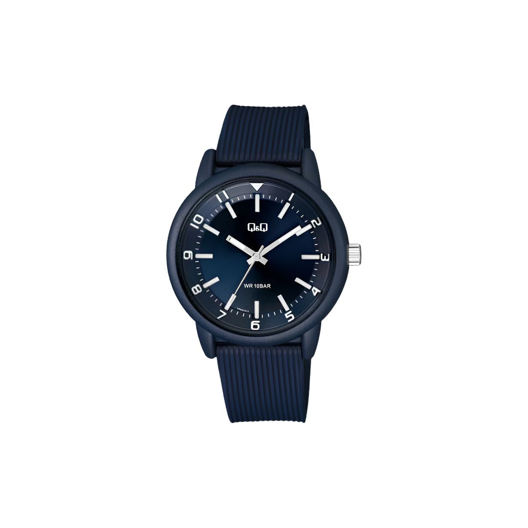 Q&Q Blue Dial Watch with Silicone Strap