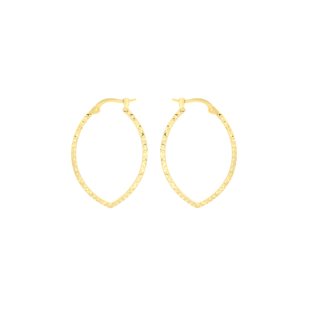 9ct Yellow Gold Diamond Cut Oval Creole Earrings