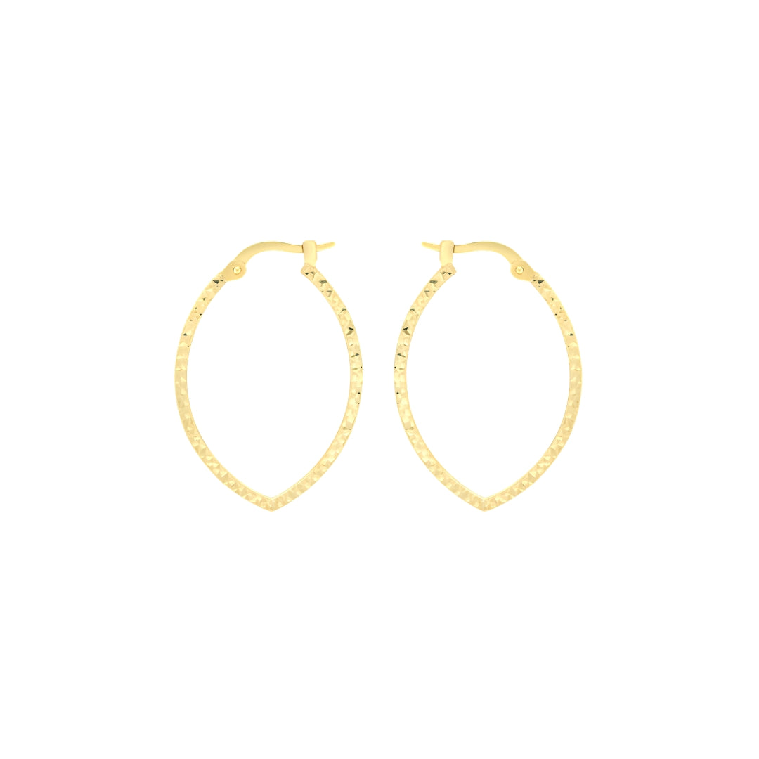 9ct Yellow Gold Diamond Cut Oval Creole Earrings