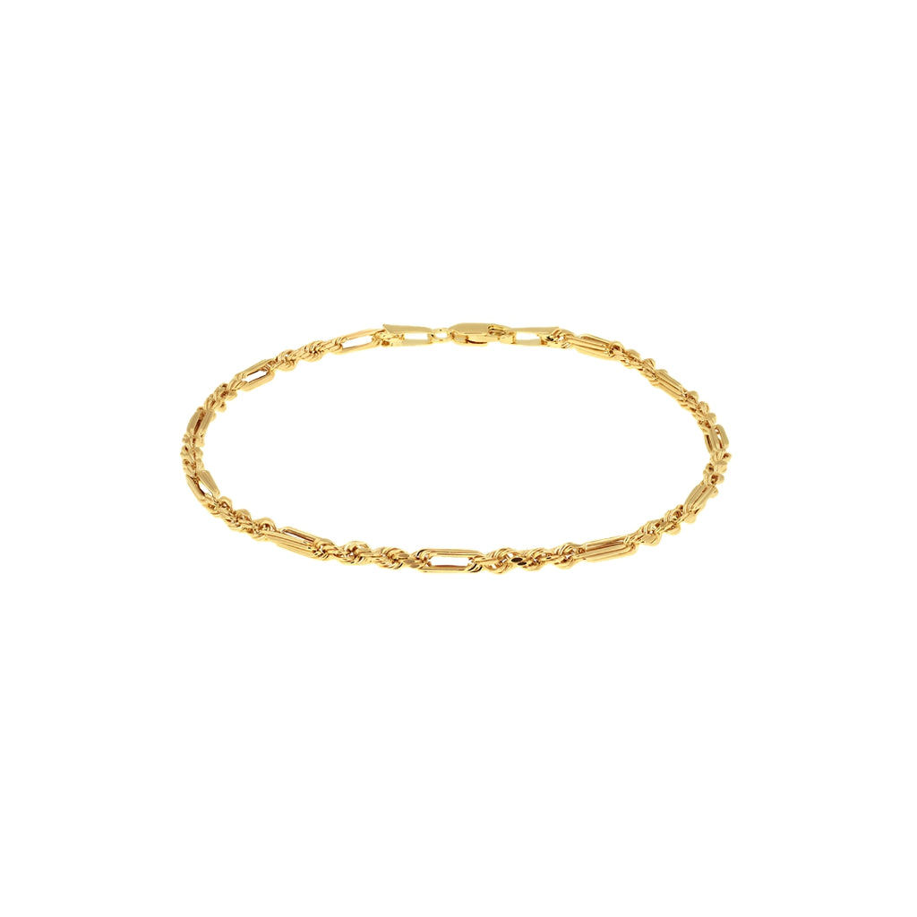 9ct Yellow Gold Hollow Diamond Cut Figarope Bracelet