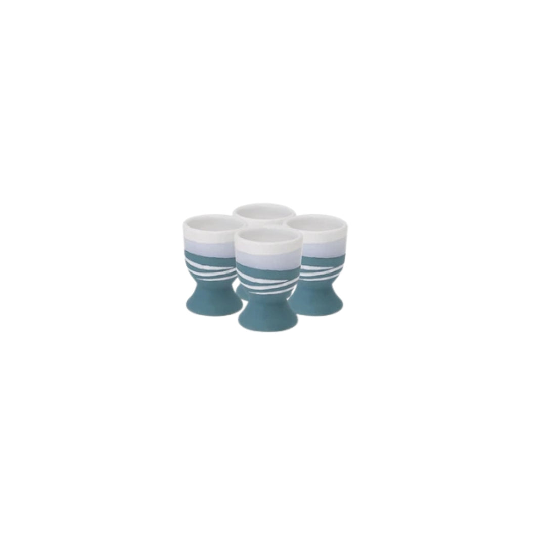 Paul Maloney Pottery Teal Set of 4 Egg Cups