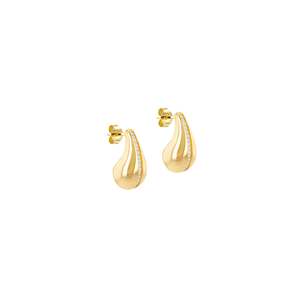 9ct Yellow Gold CZ Teardrop Stud Earrings