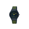 Q&Q Black & Lime Green Watch with Silicone Strap