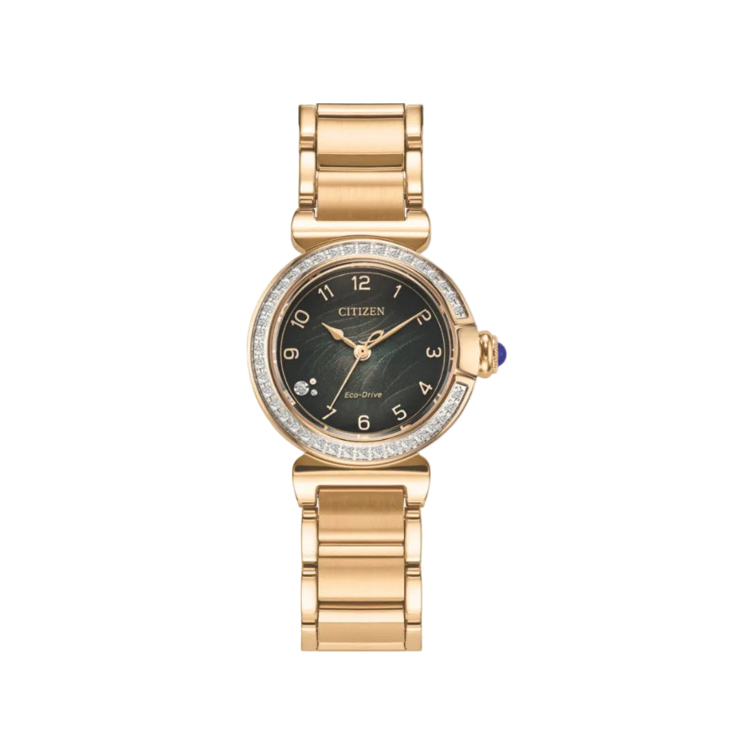 Citizen L Mini Mae Diamond – Green Dial with Diamond Accents and Rose Gold-Tone Bracelet