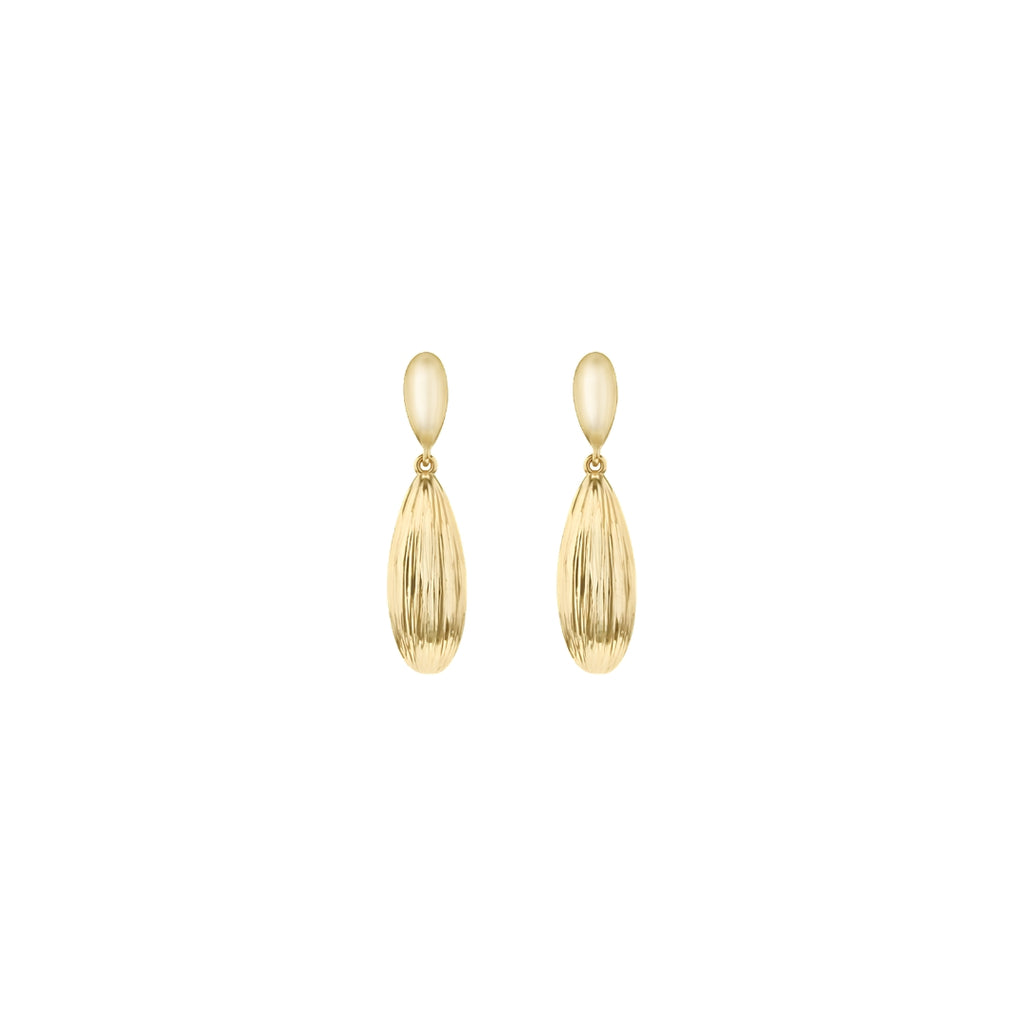 9ct Yellow Gold Diamond Cut Teardrop Earrings