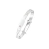 Silver 5.2mm Teddy Bear Baby Bangle with ID Engraving Plate & Pink Cubic Zirconia