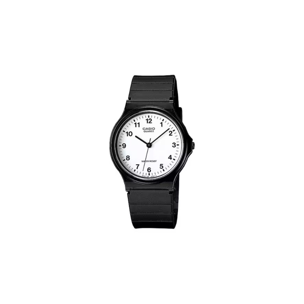 Casio MQ-24 – Black Resin Case and Strap with White Analogue Dial