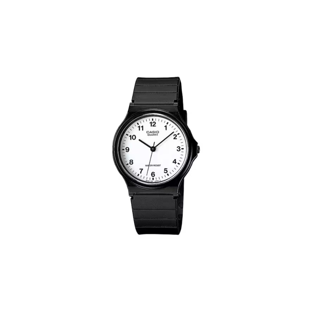 Casio MQ-24 – Black Resin Case and Strap with White Analogue Dial