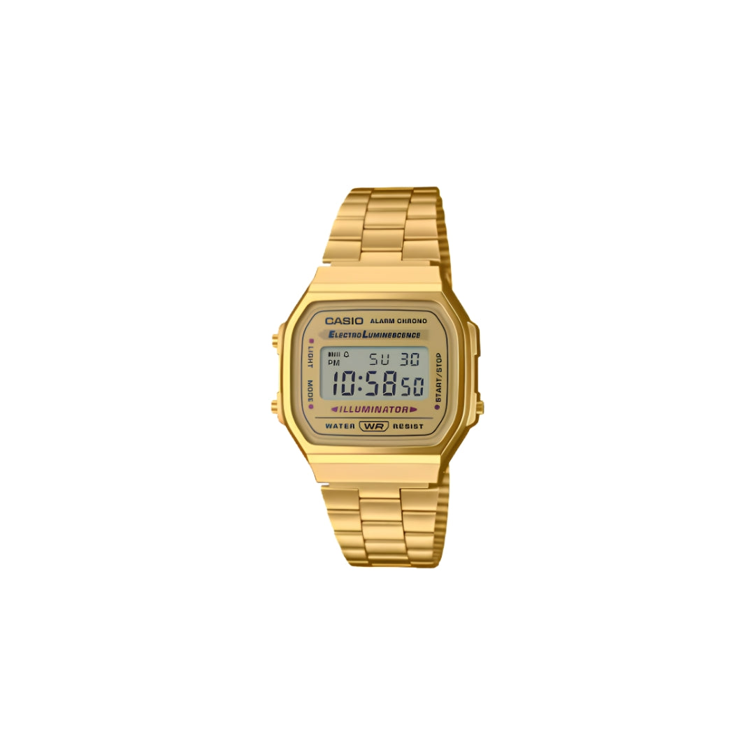 Casio Vintage Illuminator – Gold-Tone Bracelet with Retro Digital Display