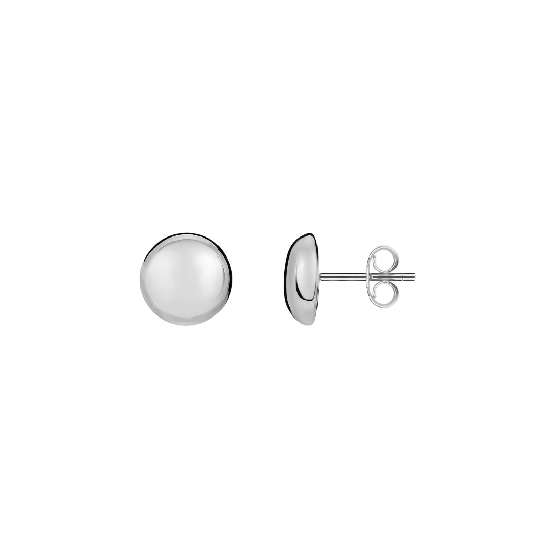 9CT White Gold Button Stud Earrings 12mm