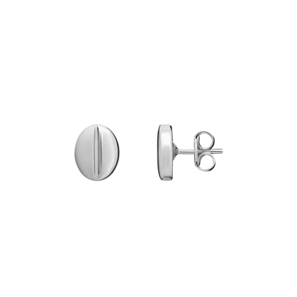 9CT White Gold Coffee Bean Stud Earrings 8x6.5mm