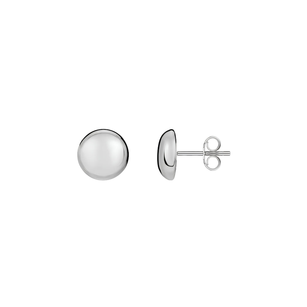 9CT White Gold Button Stud Earrings 10mm