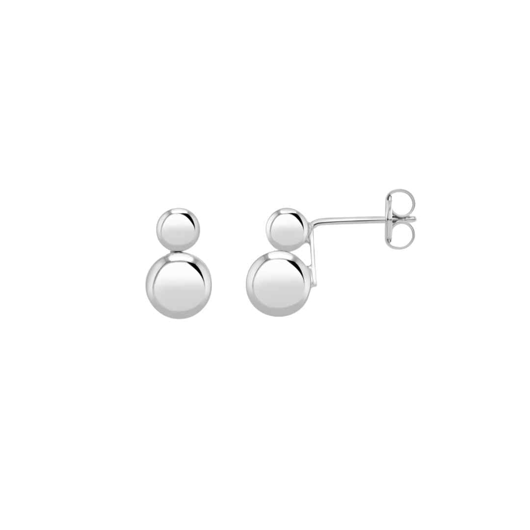 9CT White Gold Double Ball Stud Earrings 10mm