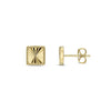 9CT Yellow Gold Diamond Cut Beaded Edge Square Stud Earrings 7.8mm