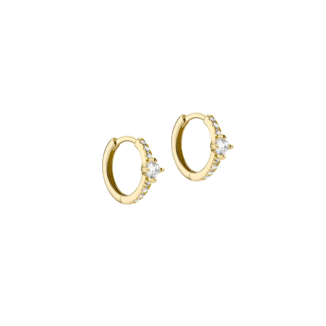 9ct Yellow Gold CZ Hoop Creole Earrings