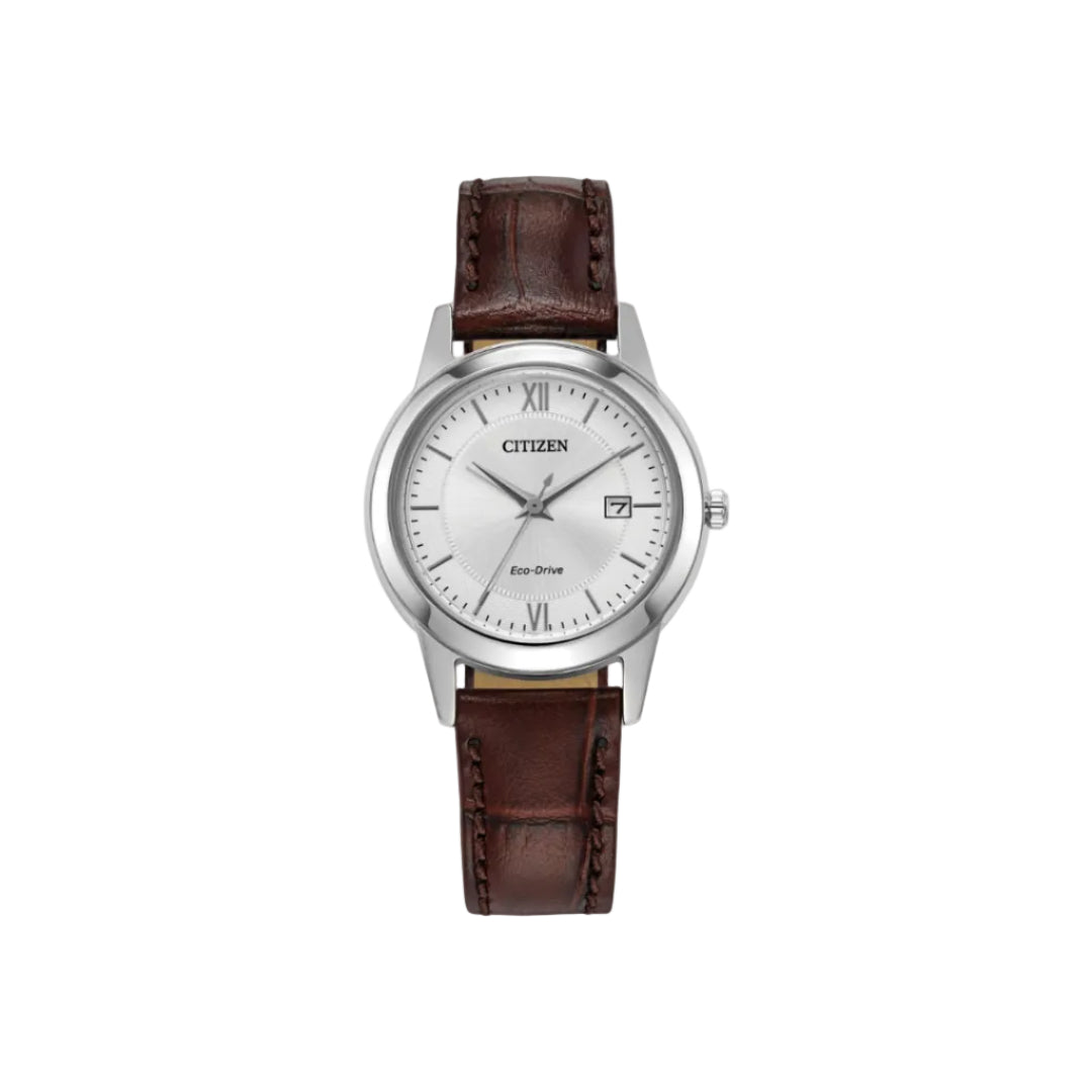 Citizen Eco-Drive Corso– Silver Dial with Brown Leather Strap