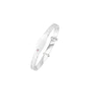 Silver 4.6mm Heart Design Baby Bangle with ID Engraving Plate & Pink Cubic Zirconia