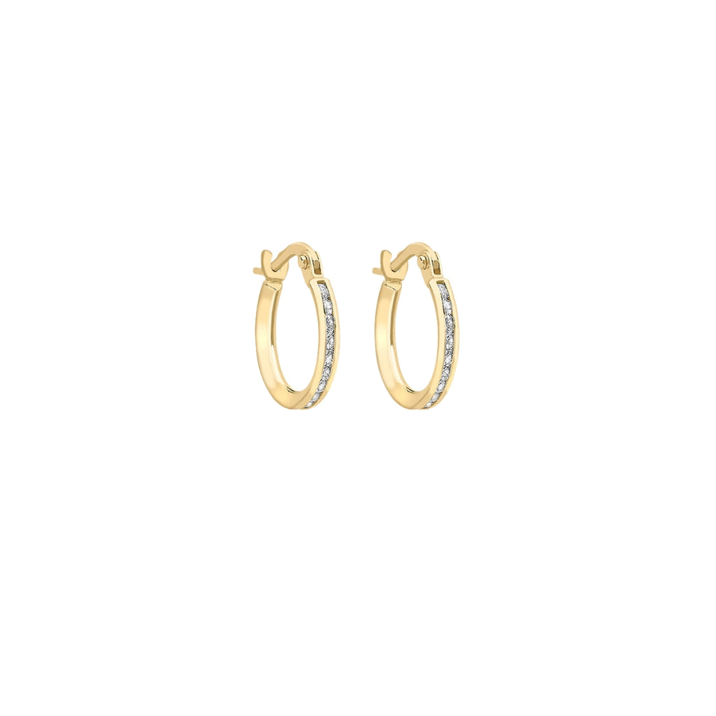 9ct Yellow Gold CZ Hoop Creole Earrings