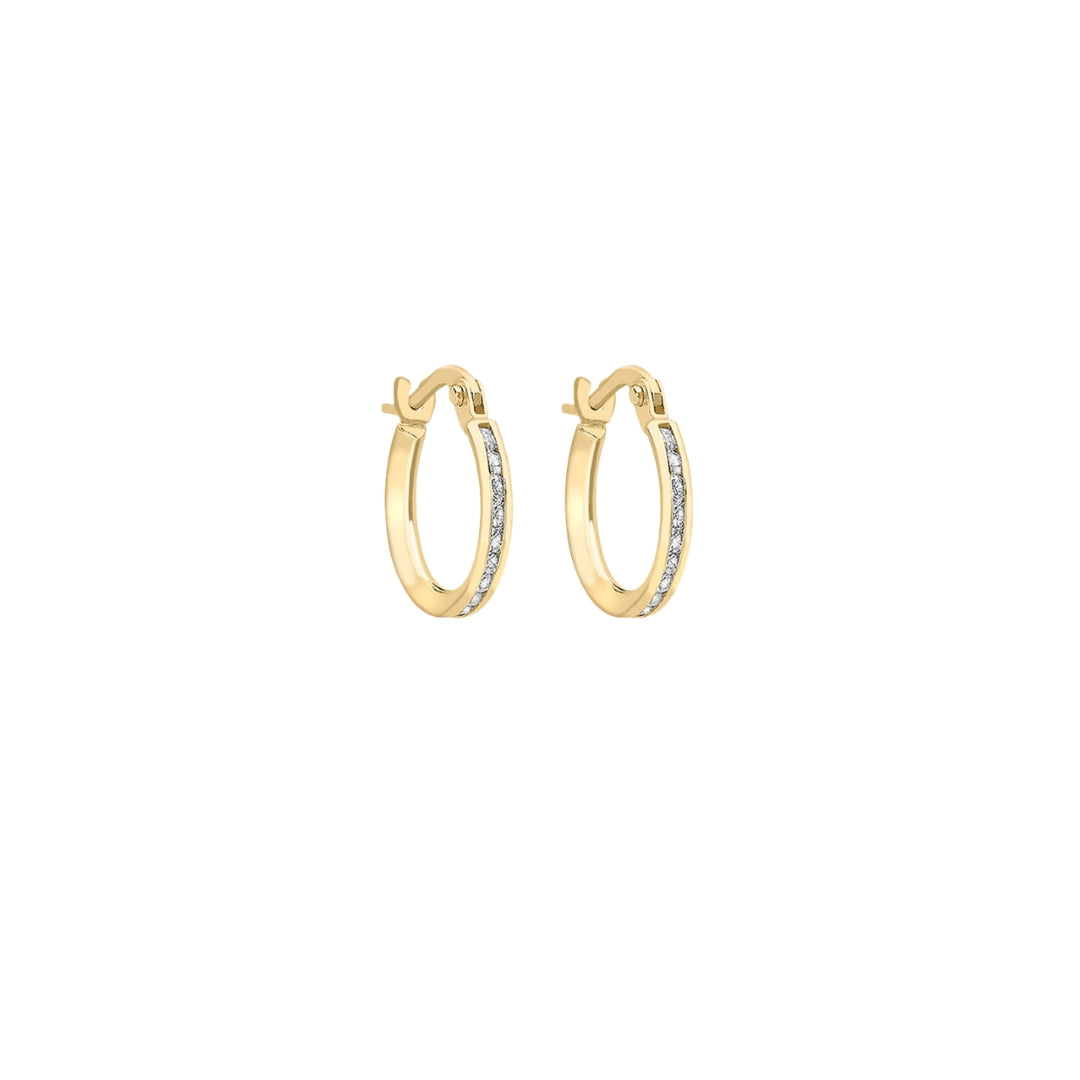 9ct Yellow Gold CZ Hoop Creole Earrings