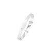 Silver 4.6mm Heart Design Baby Bangle with ID Engraving Plate & Cubic Zirconia