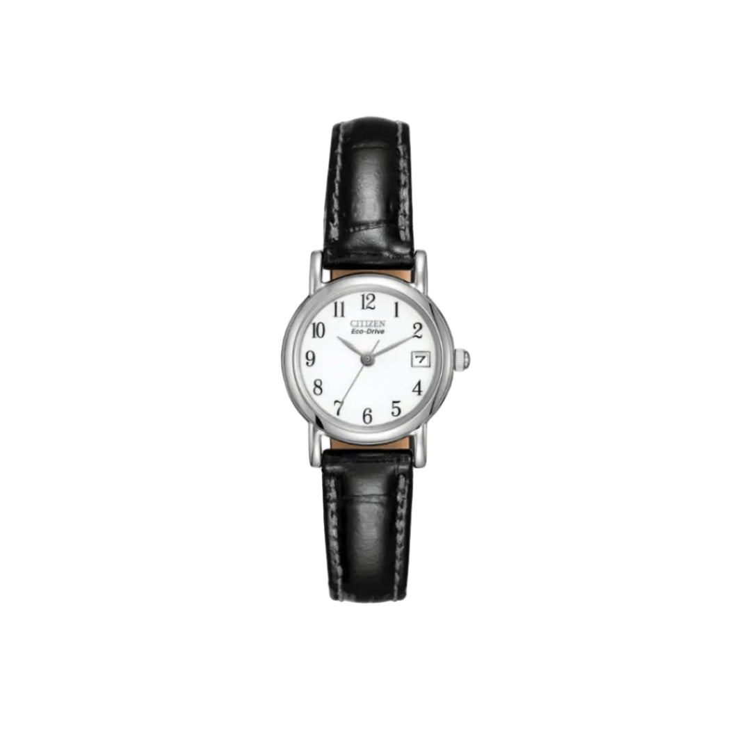 Citizen Eco-Drive Corso White Dial with Black Leather Strap