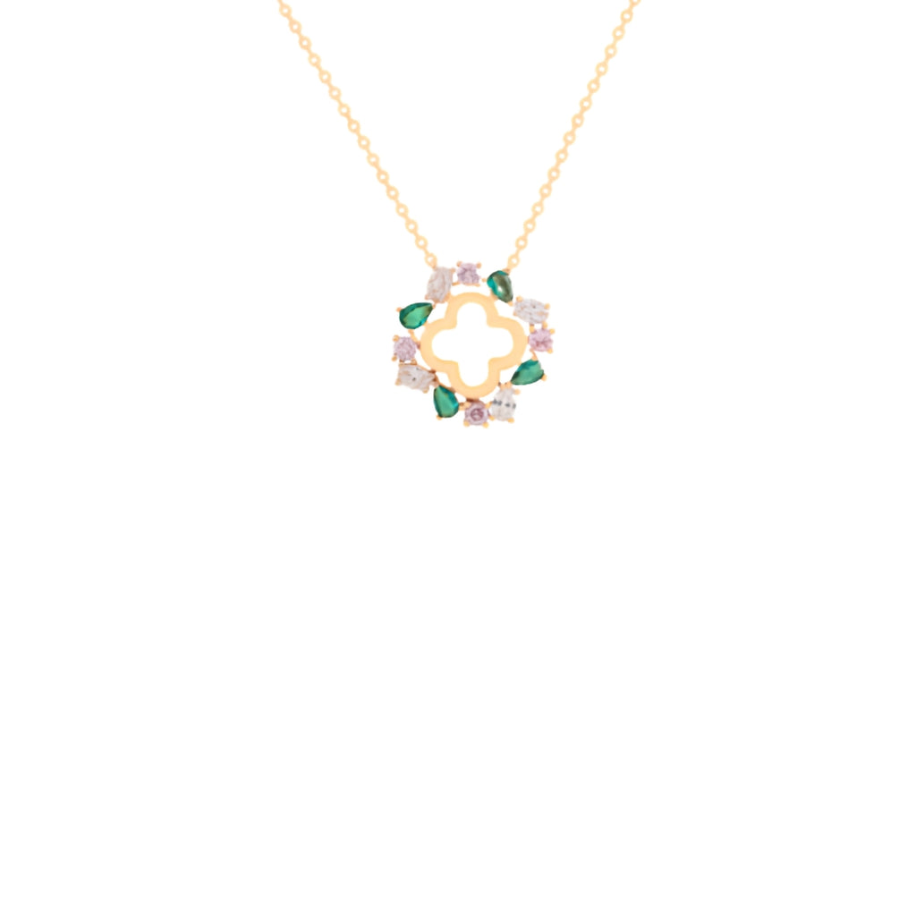Maureen O'Hara Emerald CZ Flower Pendant Gold