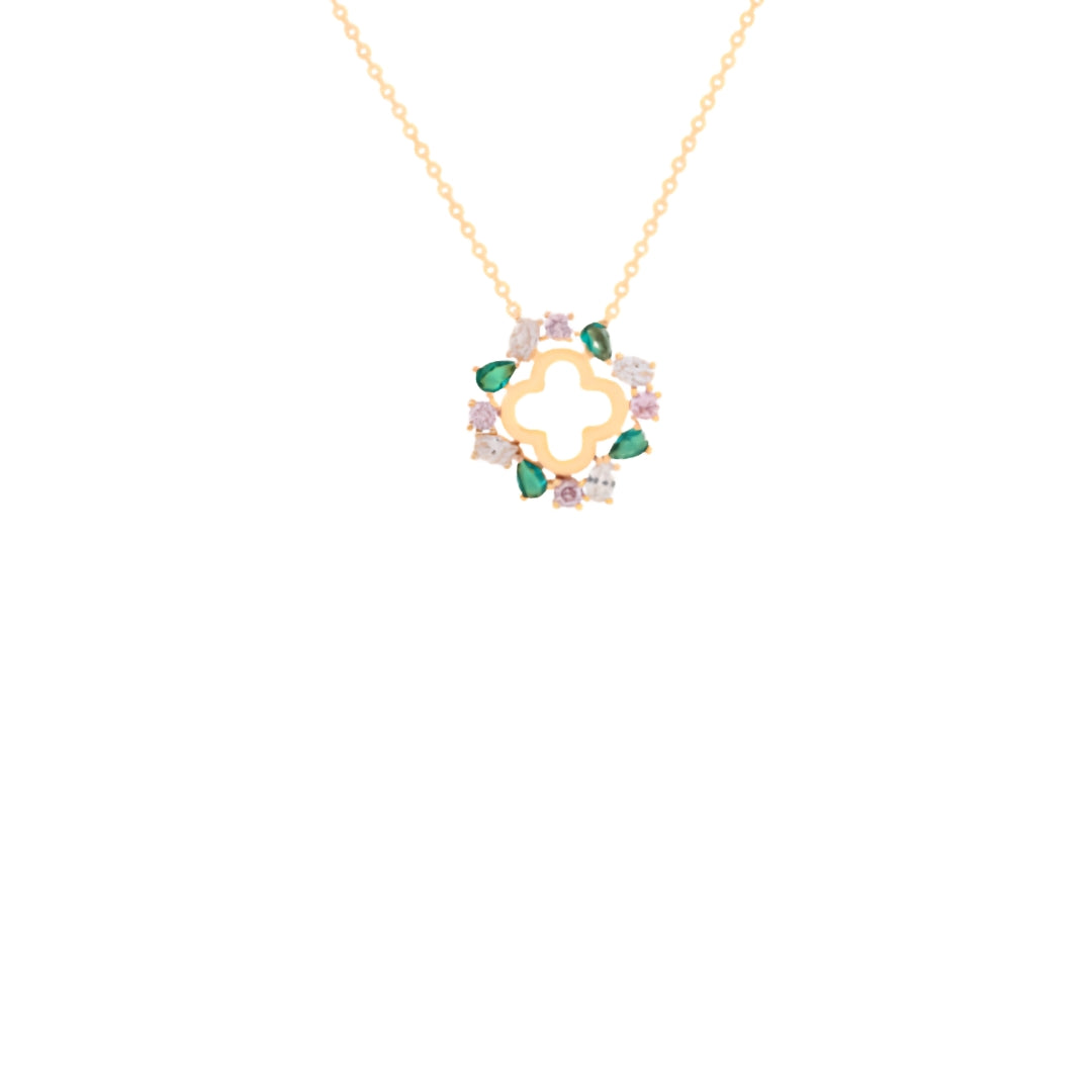 Maureen O'Hara Emerald CZ Flower Pendant Gold