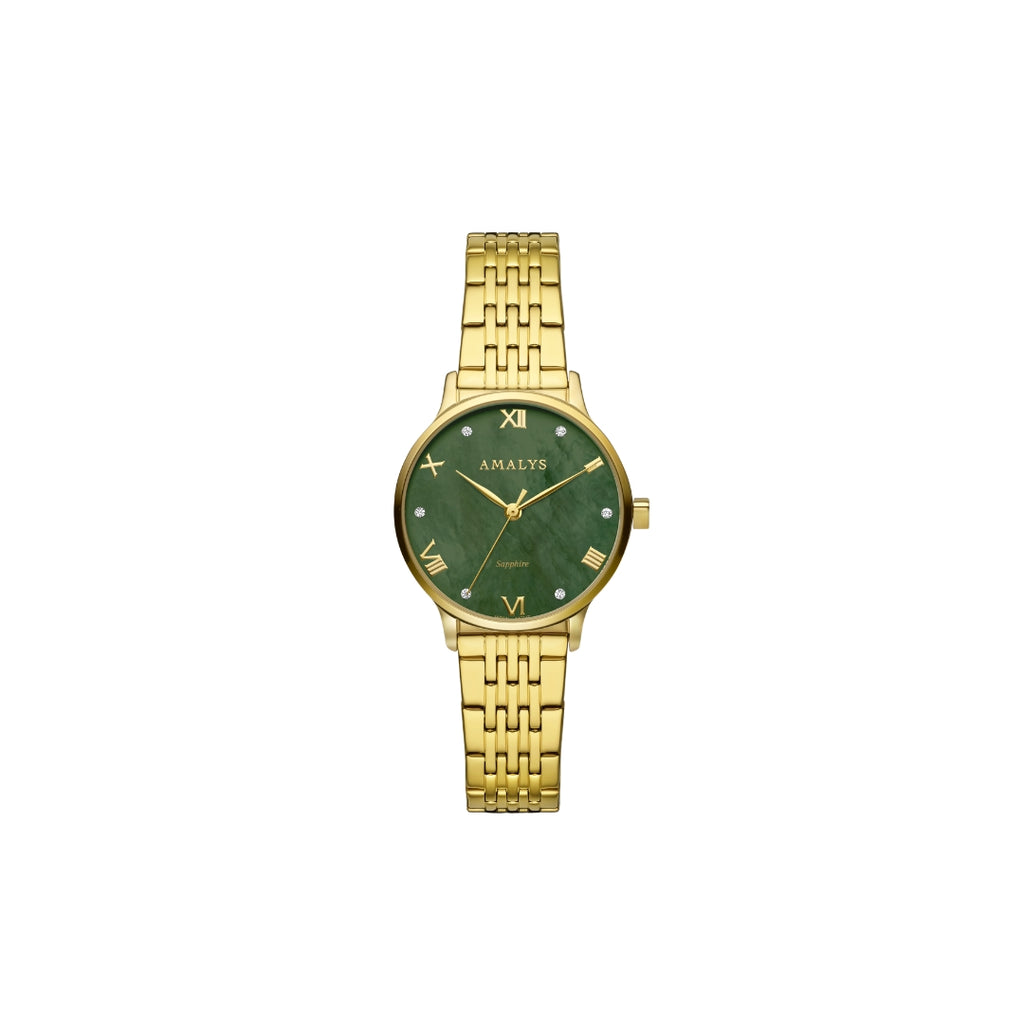 Amalys Georgette Gold Watch – Green Dial with Stainless Steel Case