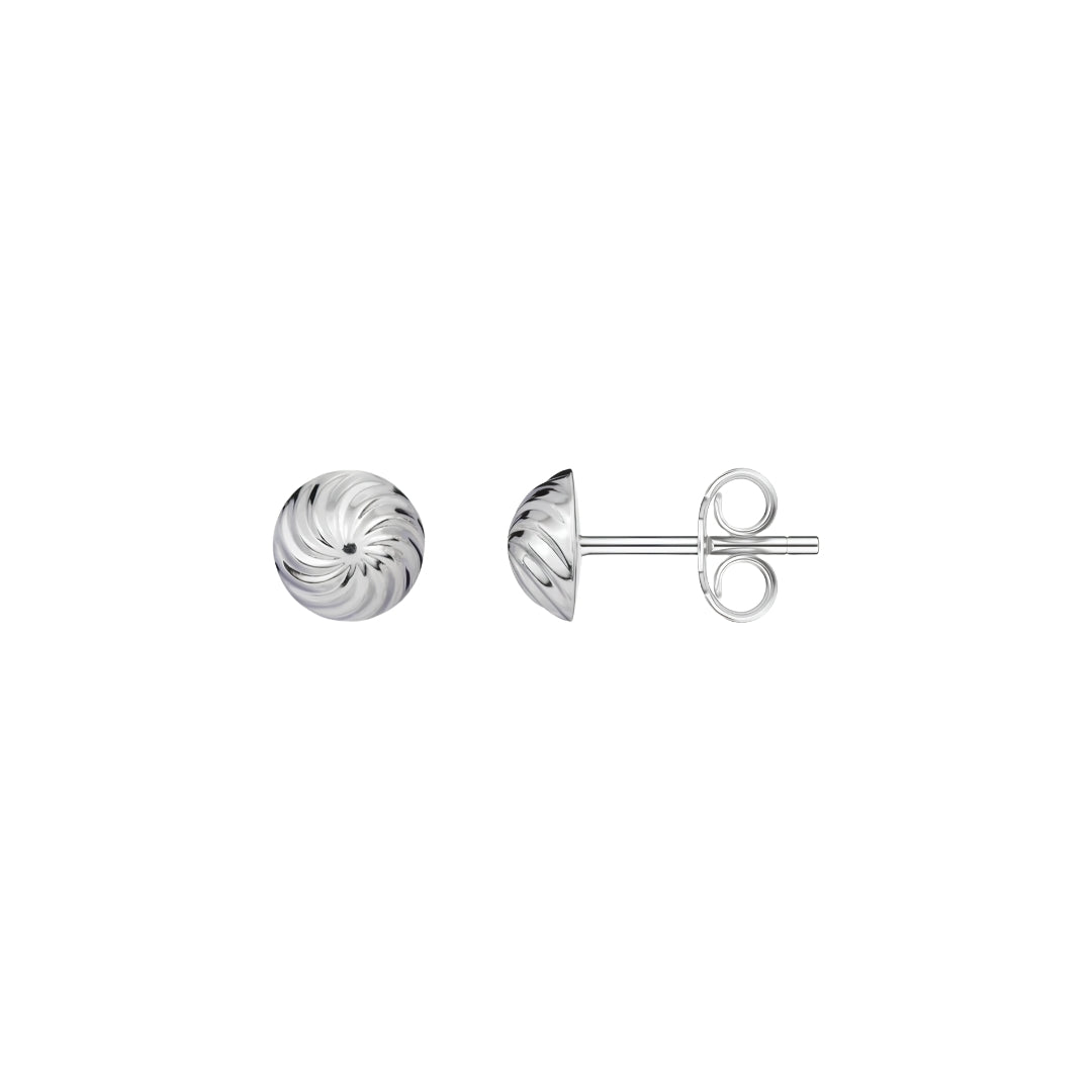 9CT White Gold Swirl Stud Earrings 8mm