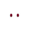 9ct Yellow Gold Lab Created Ruby & Diamond Cluster Stud Earrings