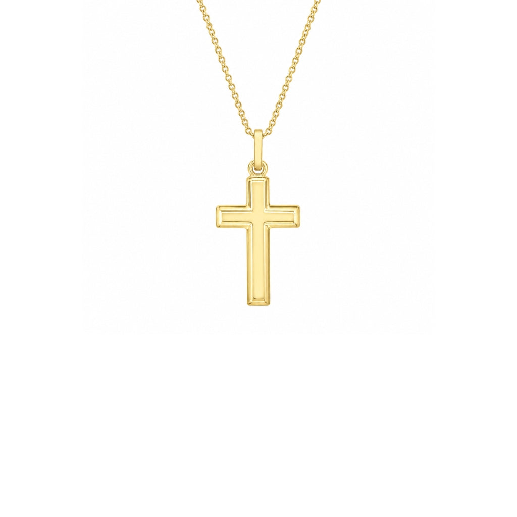 9ct Yellow Gold Bevelled-Edge Cross Pendant