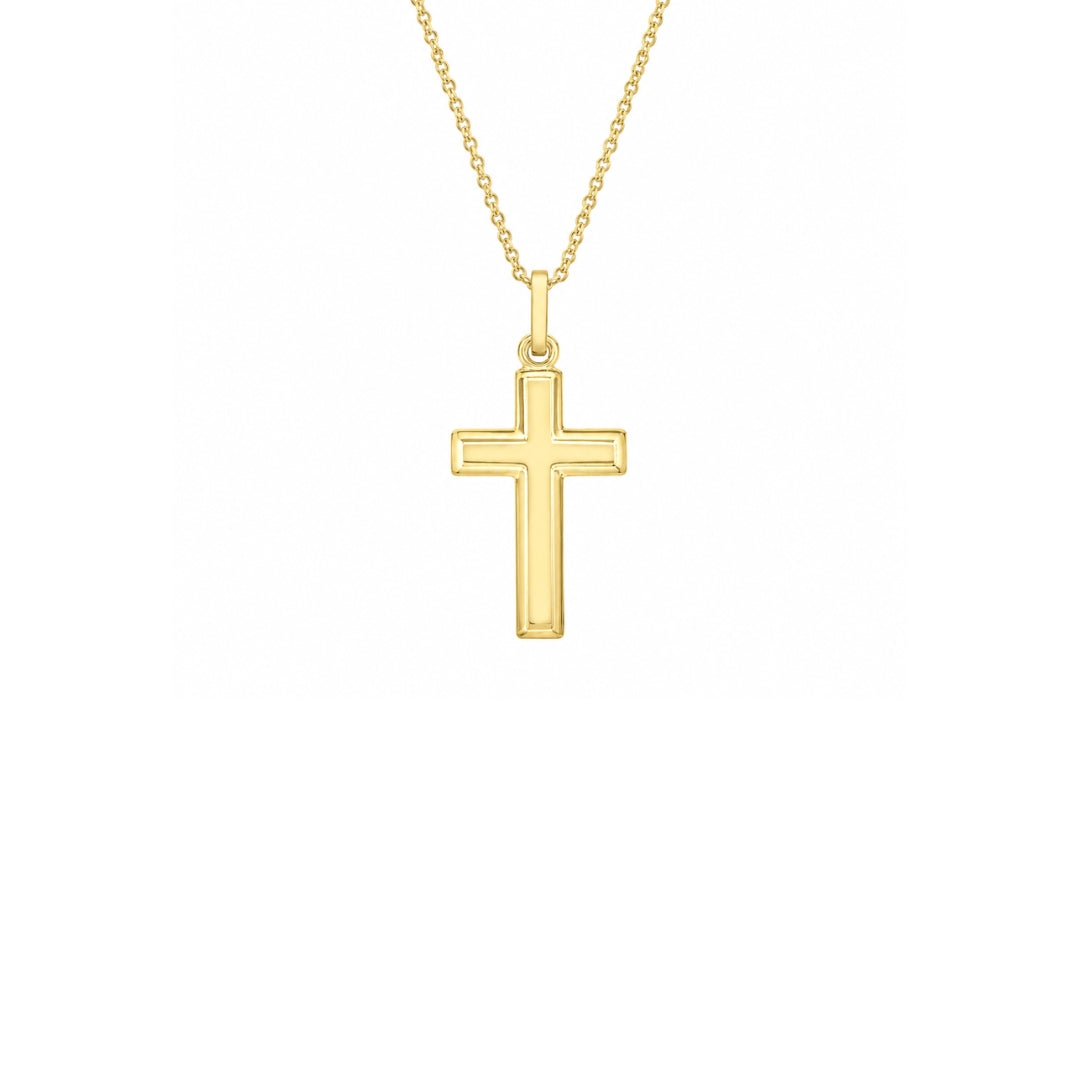 9ct Yellow Gold Bevelled-Edge Cross Pendant