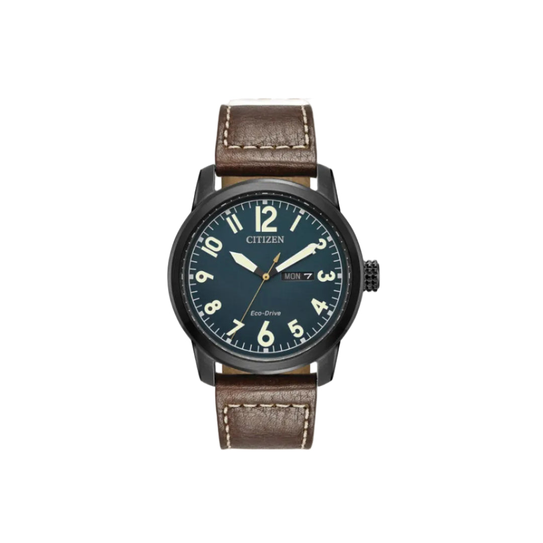 Citizen Eco-Drive Weekender – Blue Dial with Black Ion-Plated Case